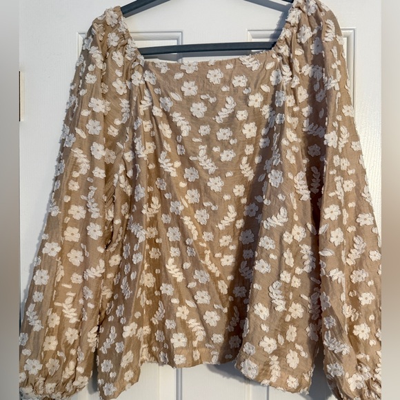Ann Taylor Khaki Floral Blouse - Picture 2 of 5